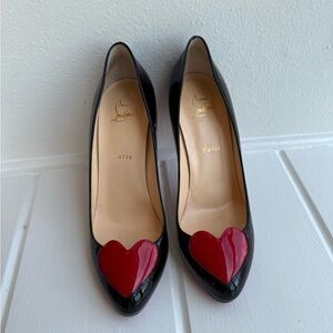 Chic Black and Red Heart Heels